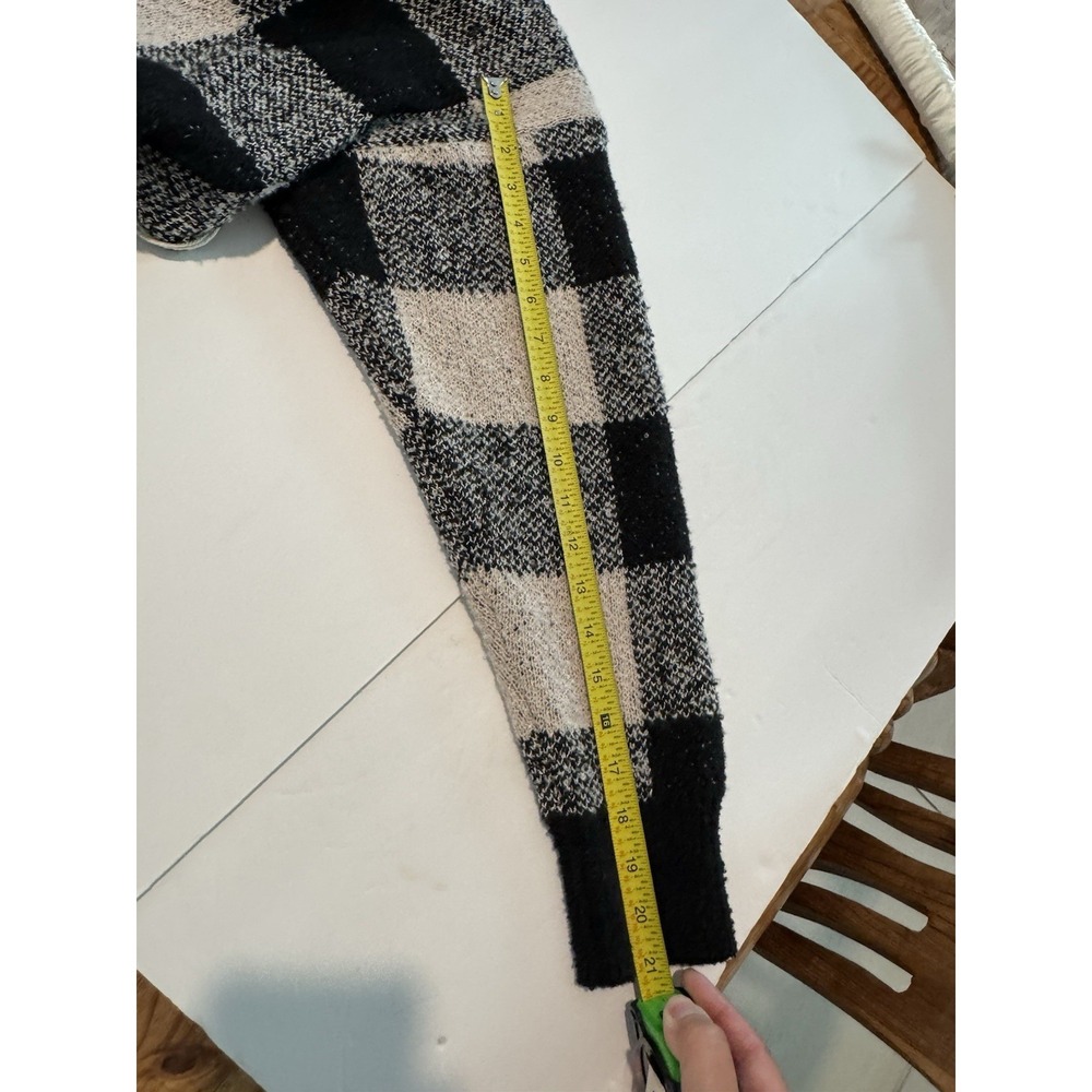 NWT Dreamers by Debut Buffalo Plaid Open Front Cardigan Sweater Black Cream 1XL - Picture 10 of 11